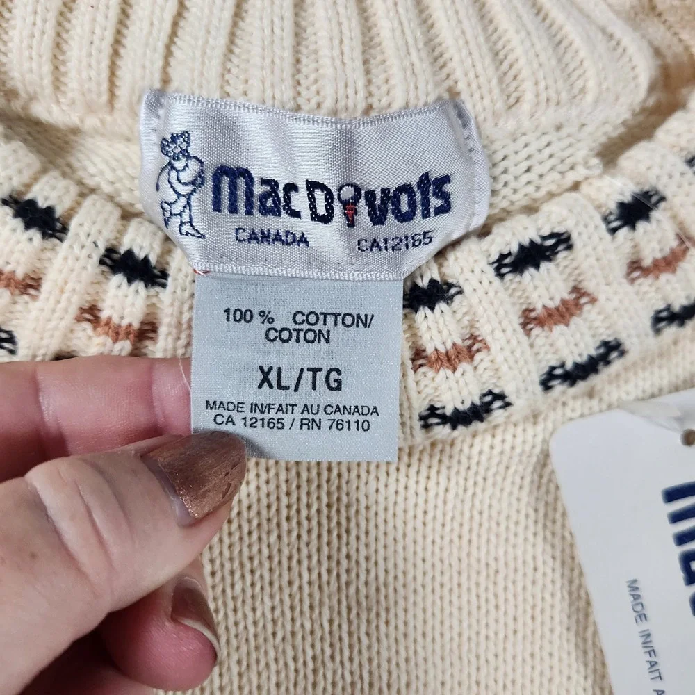VTG Mac Divots Golfer Embroidered Sweater Grandpa Colorful Grunge 80s/90s‎ XL